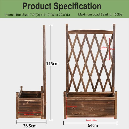 Extra Large Wooden Raised Plant Bed Garden Elevated Planter Box with Trellis - Picture 9 of 12