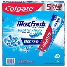  Colgate MAX FRESH with Whitening Breath Strips Cool Mint Toothpaste 