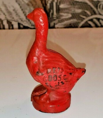 Vintage Red Goose Shoes Promotional Cast Iron Bank 4 Inches Vintage Red Goose Shoes Promotional Cast Iron Bank 4 Inches