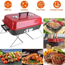 Folding Portable BBQ Charcoal Grill Compact Tabletop Mini Smoker Small Outdoor