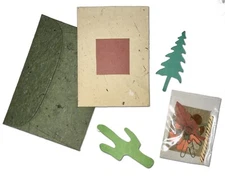 10 Handmade Paper Card Making Kits w/ Embellishments & Envelope Nature Natural