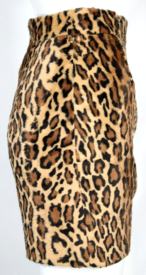 MOSCHINO CHEAP & CHIC Vintage Brown Leopard Print Faux Fur Mini Pencil