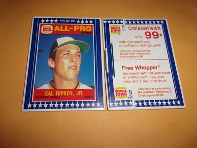 1986 Burger King All-Pro Baseball #15 Cal Ripken Jr.,#16 Willie McGee Unopened.