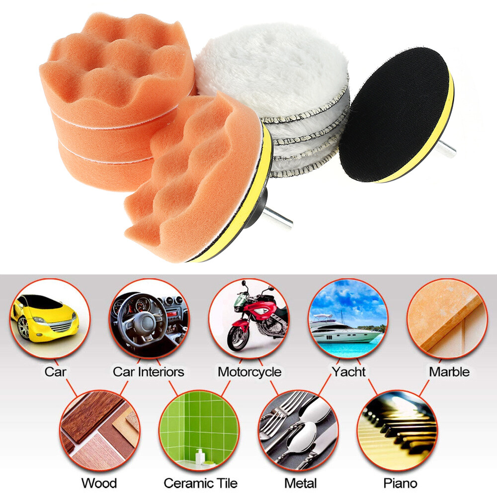 12pcs 4 Inch Polishing Pads Sponge Woolen Waxing Buffing Pad Kits with