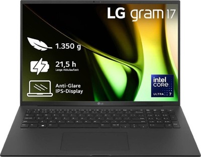 LG gram 17 schwarz, Core Ultra 7 155H, 16GB RAM, 1TB SSD, DE #EG807