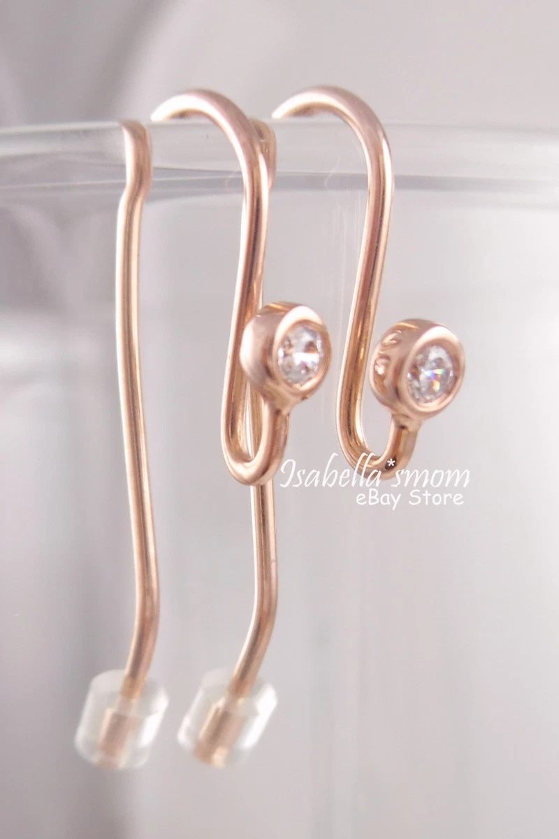 RETIRED Authentic PANDORA Rose GOLD Plated Dangle EARRING POSTS