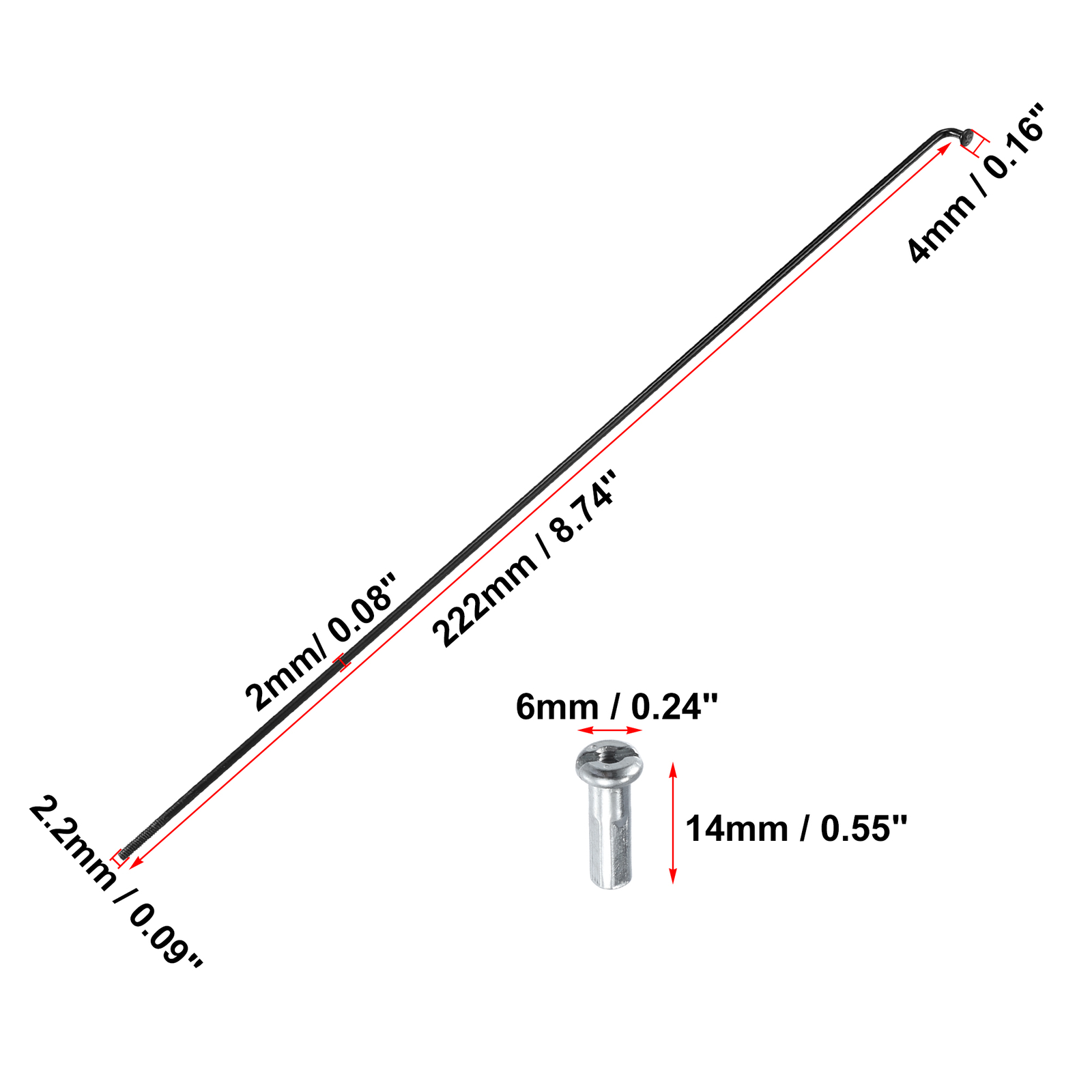 LUXU Lot de 36 rayons de vélo de montagne en J Bend 14 G, rayons de