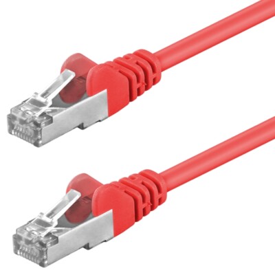 2x Netzwerkkabel Patchkabel FTP CAT5e 1:1 rot 0,25m