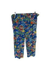 JAMS WORLD Womens Vintage Drawstring Pants, Sz Medium, Tropical Breeze Palm Tree