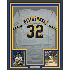Framed Autographed/Signed Jacob Misiorowski 35x39 Milwaukee Grey Jersey JSA COA