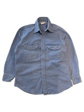 Vtg Carhartt Flannel Shirt Mens Large Blue Gray Rugged Outdoor Wear Heavy Work