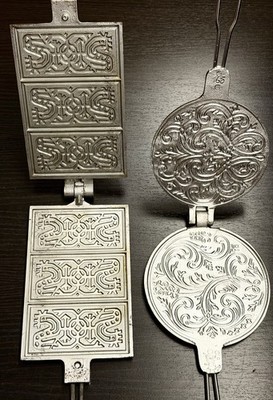 Vintage Høyang Aluminum Krumkake and Pizelle Mold Set Fantastic Condition!