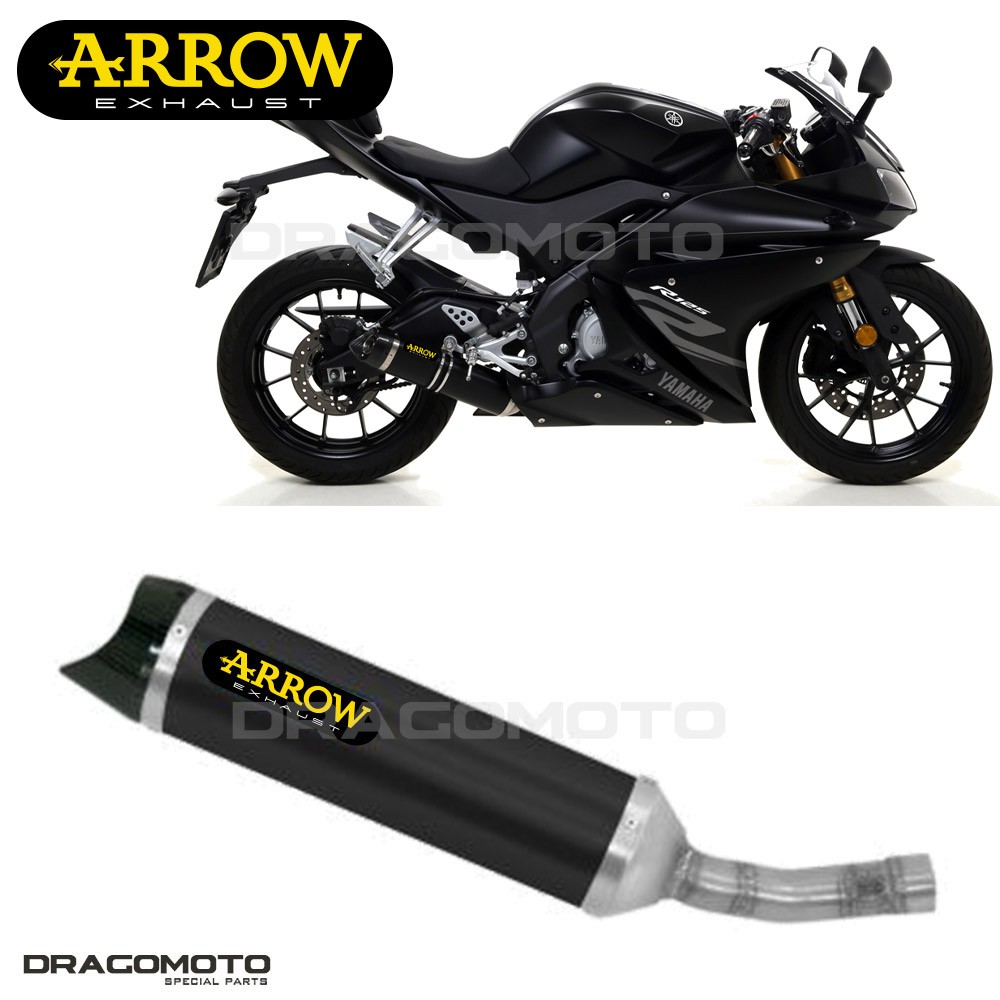 Silencieux Arrow Thunder alu noir pour moto Yamaha YZF R125 2017-2018
