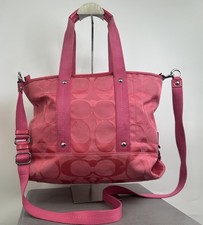 Coach Kyra Daisy Signature Crossbody Tote Purse Bag Logo Hibiscus Hot Pink