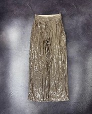Sezane Women’s Gold Sequin Wide-Leg Pants Trousers High Waist Party Evening 36