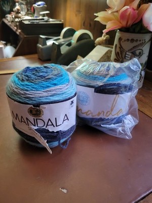 YARN - LION BRAND MANDALA ACRYLIC YARN - Aquarius  - LOT OF 2 CAKES - NEW!