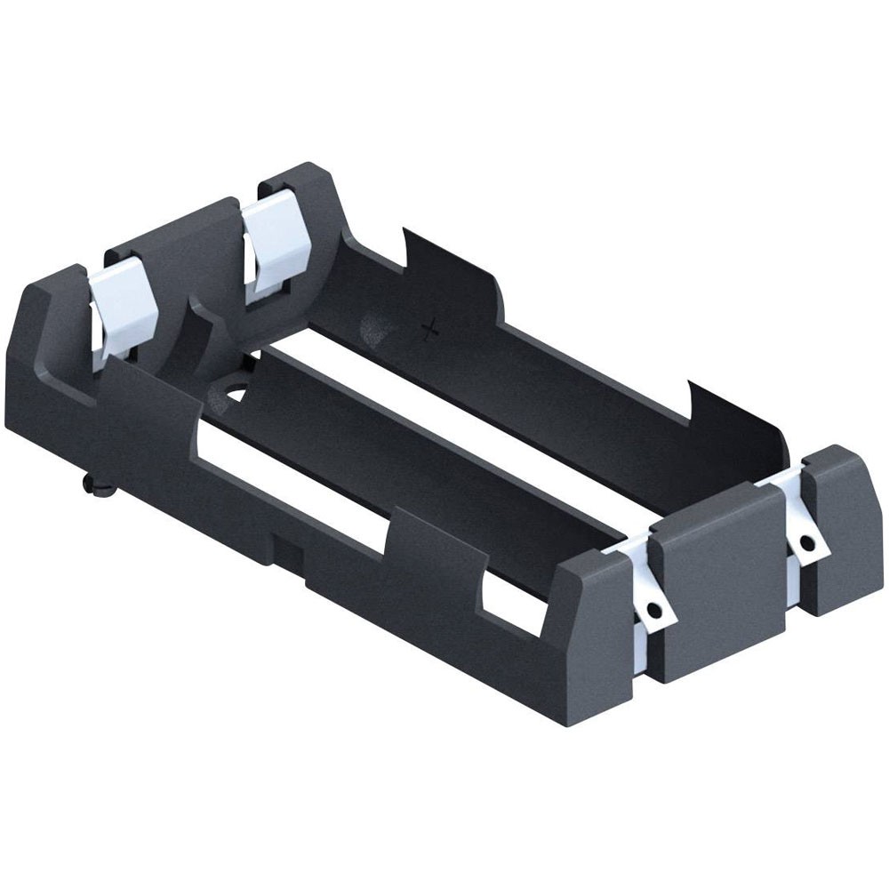 Keystone Battery Holder 2x18650 Solder Lug 77x40x15mm Robust