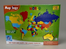 Mapology World Jigsaw Puzzle: 68 Country Pieces for Kids' Geography Learning New