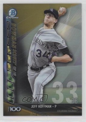2017 Bowman Chrome Scouts Top 100 Gold Refractor 5/50 Jeff Hoffman Rookie RC 0d4