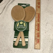 Wooden Salad Tossers Servers Tennis Suck UK New White Elephant Gift