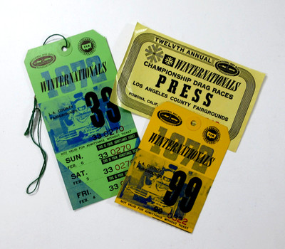 Vintage Drag Racing 1972 NHRA Winternationals Pomona Full Ticket Press Pit Pass