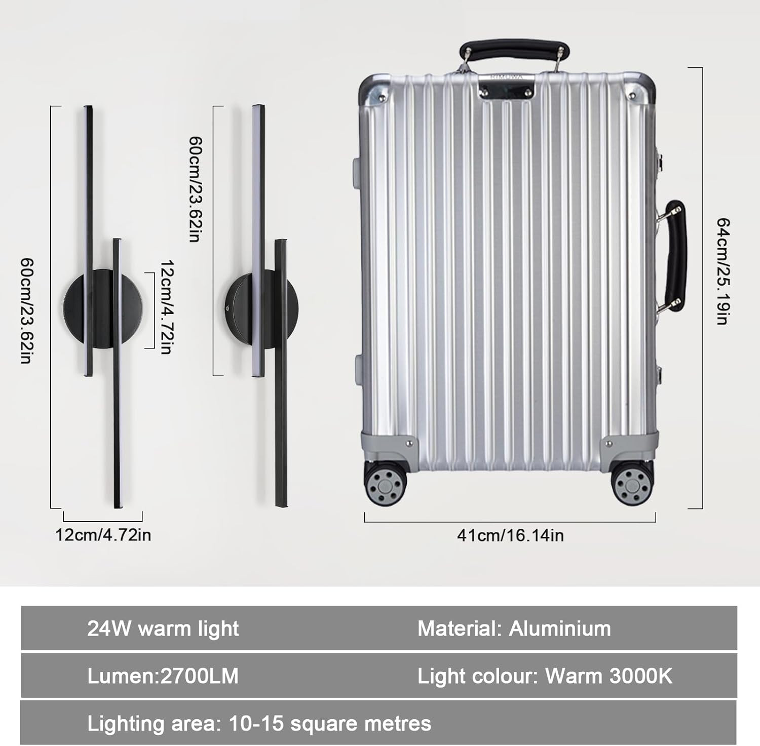 Trend 2024: Applique Da Parete Interno Moderno Nero 24W 60CM LED - 3