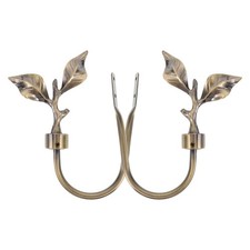 Leaf Shaped Metal Curtain Holdbacks Coffee Color Reusable Drapery Hooks 2Pcs