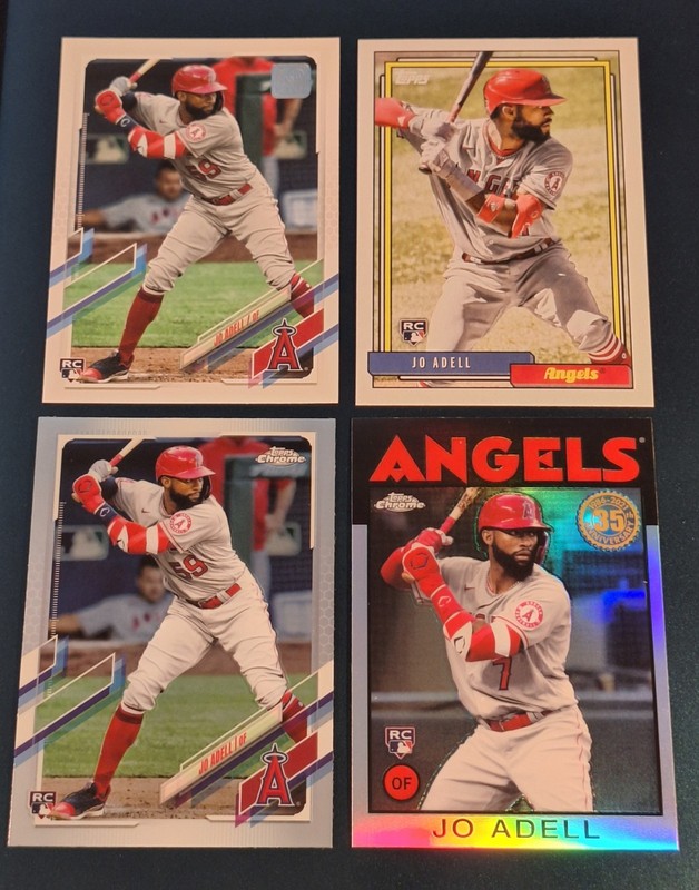 (4) Jo Adell 2021 Topps Chrome Rookie Card 142 + REFRACTOR RC Los Angeles Angels
