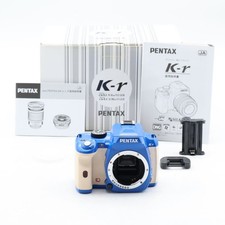 Pentax K-r Blue Beige DSLR Camera Body w/ Box Manual AA Holder Tested