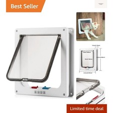 4 Way Pet Door Cat Puppy Dog Magnetic Lock Lockable Flap Door Frame Magnetic ABS