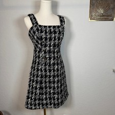 Women's Maeve Anthropologie Black Tweed Sleeveless Fit and Flare Dress Sz 0 NEW