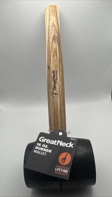 GreatNeck-RM16- Rubber Mallet, 16 Oz.  Hardwood Handle/Double Faced Solid Head