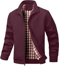 Men's Bomber Jacket Lightweight Casual Windbreaker Multi-Pocket Spring Fall Coat