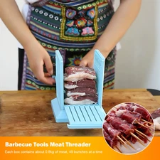 49 Holes Barbecue Stringer Box Portable Meat Skewer Maker Box Detachable Kebab M