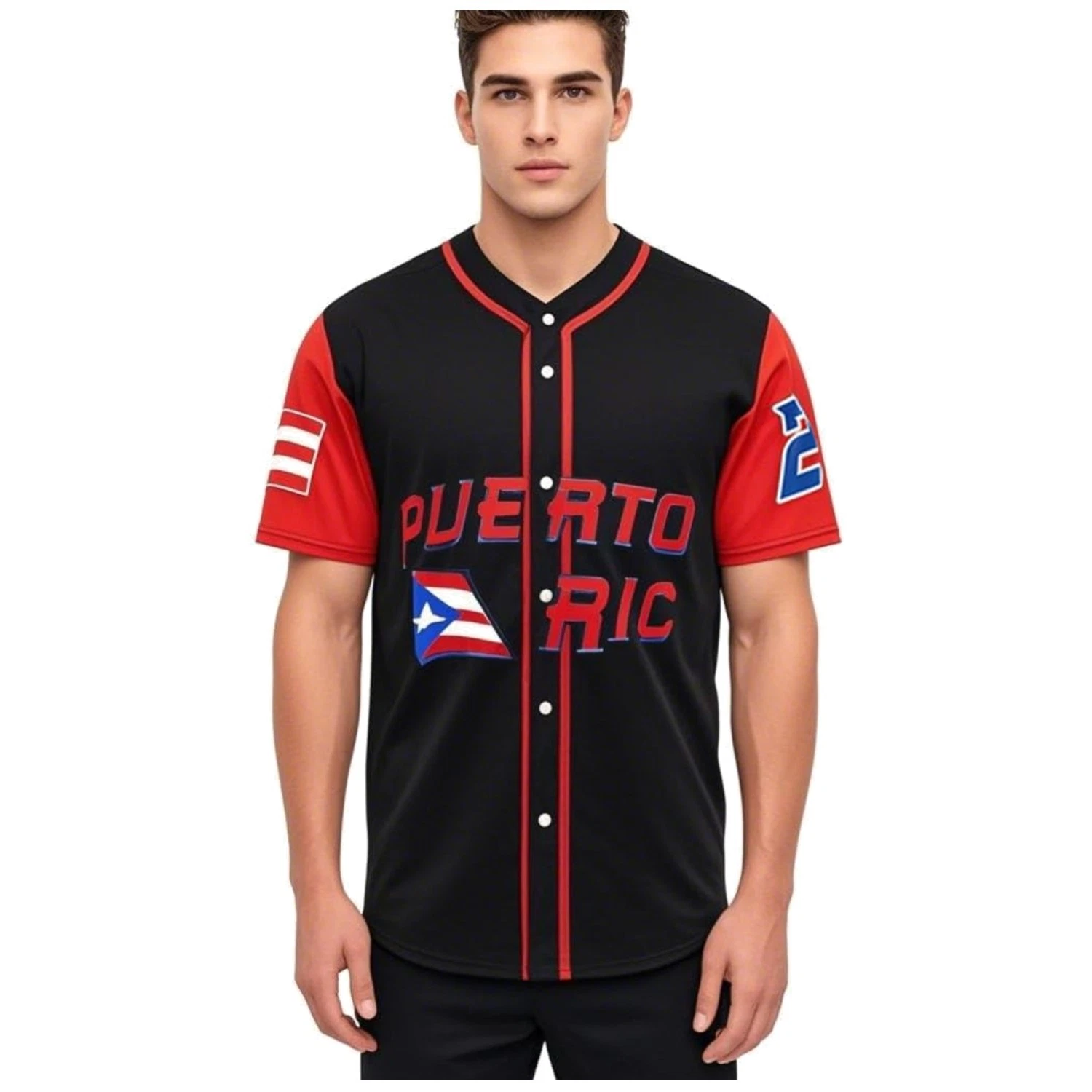 Men's Puerto Rico World Game Baseball Jersey - Short Sleeve