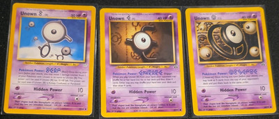 Pokémon TCG Neo Discovery Unown Lot 3: B 39/75, E 60/75, O 61/75