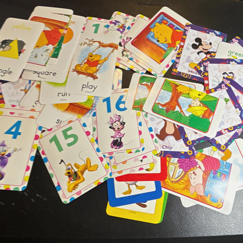 50 Disney Pooh Mickey Minnie Flash Cards Lot! Great for Junk Journaling!