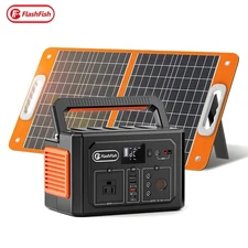 Flashfish Portable Power Station Generator 400Wh with 60W Foldable Solar Panel