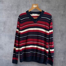 ISLE V Neck Men  s Striped long sleeve Jumper In Medium