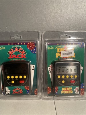 2 Electronic Handheld Waco Computer Card Games - Blackjack & Draw Poker - Tested