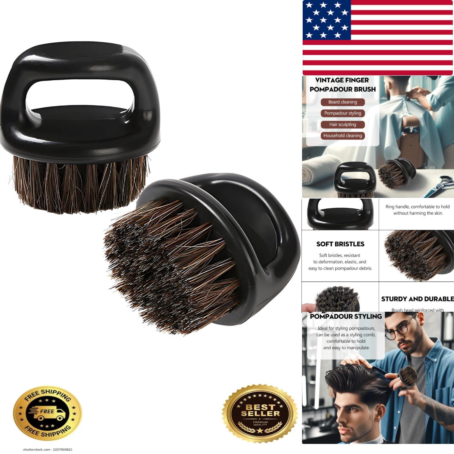 2-Pack Professional Knuckle Brush for Barbers - Essential Beard and Mustache ...