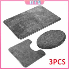 3Pcs Set Bathroom Carpet Non-Slip Pedestal Rug Lid Toilet Cover Bath Mat Decor