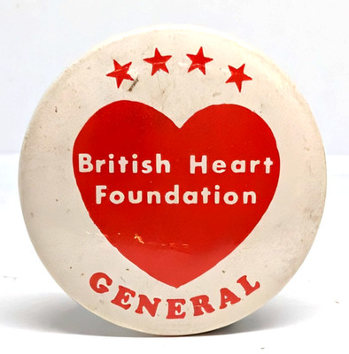 Vintage British Heart Foundation General BHF Charity Save Lives Organ Abzeichen Pin 2941