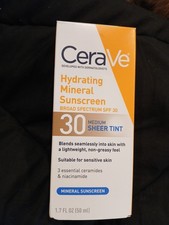 CeraVe Hydrating Mineral Sunscreen SPF 30 Medium Sheer Tint EXP. DATE 01/28