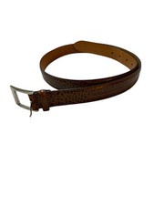 Trafalgar Embossed Italian Leather Belt Size 36 Brown Made In USA