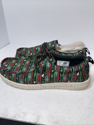 Men‎ Sz 12 Hey Dude Wally Fishmas Sweater Slipon Sneaker Boat Shoes Amazon.com: HEYDUDE Wally Fishmas Sweater Pine Green/Multi  main image 4