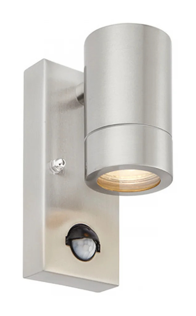 Outdoor Light Silver Palin Spot IP44 Brushed Stainless Steel PIR Motion Sensor