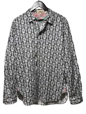 Paul Smith Red Ear Shirt Art Funky Pineapple Retro Print Cotton Mens L Button Up