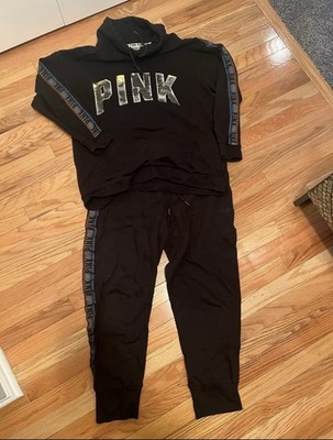 Victorias Secret pink sweat suit set women Large Metallic Rainbow