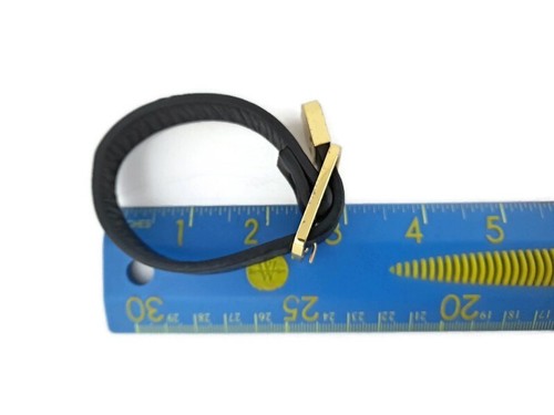 BRACCIALE BRACCIALE RUSTICO vintage NERO PELLE MORBIDA fibbia metallo oro dimensioni - Foto 9 di 11